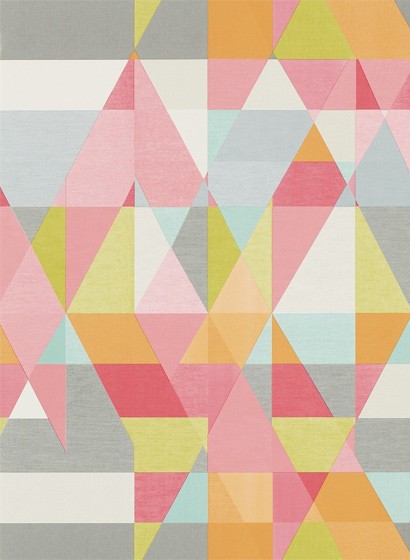 Geometrische Tapete Axis von Scion - Lime/ Peony/ Sunset-2539.1