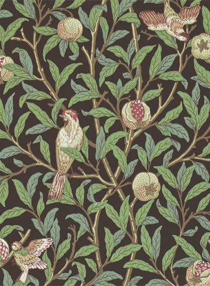 Tapete Bird & Pomegranate von Morris & Co. - Charcoal/ Sage-2574.1 Tapete Bird & Pomegranate von Morris & Co. - Charcoal/ Sage-2574.1