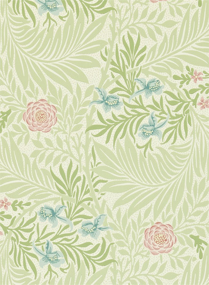Tapete Larkspur von Morris & Co. - Green/ Coral-2576.4 Tapete Larkspur von Morris & Co. - Green/ Coral-2576.4