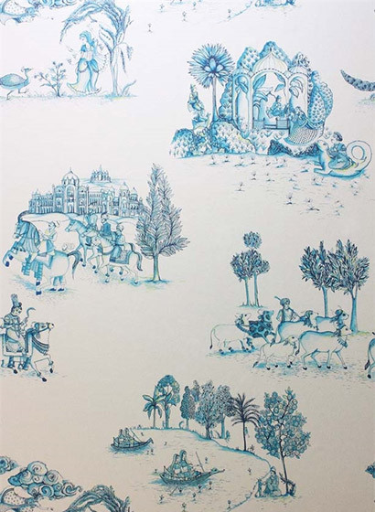 Matthew Williamson Carta da parati Zanskar - Teal/ Gold-2753.3 Matthew Williamson Carta da parati Zanskar - Teal/ Gold-2753.3