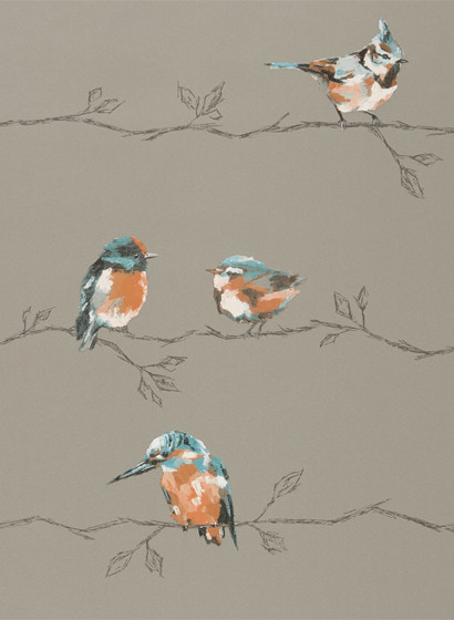 Vogeltapete Persico von Harlequin - Tangerine/ Duckegg-2844.1 Vogeltapete Persico von Harlequin - Tangerine/ Duckegg-2844.1