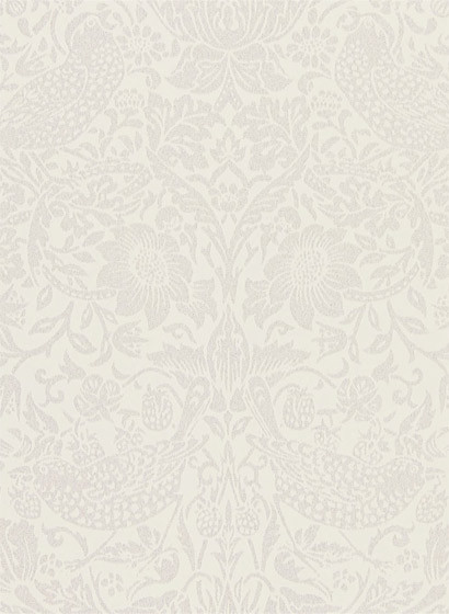 Morris & Co Papier peint Pure Strawberry Thief - Oyster/ Chalk-2910.5 Morris & Co Papier peint Pure Strawberry Thief - Oyster/ Chalk-2910.5