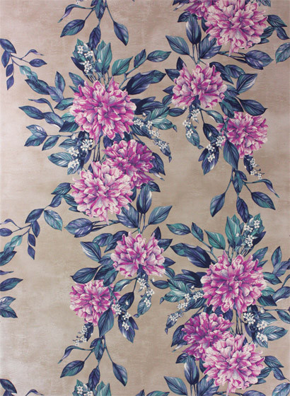 Osborne & Little Papier peint Rhodora - Magenta/ Petrol/ Champagne Gold-2967.2
