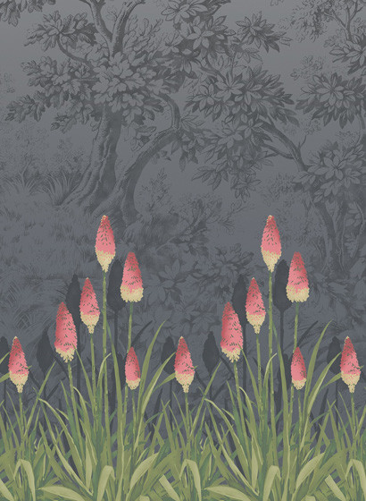Florale Tapete Upper Brook Street von Little Greene - Minuit-3017.1 Florale Tapete Upper Brook Street von Little Greene - Minuit-3017.1