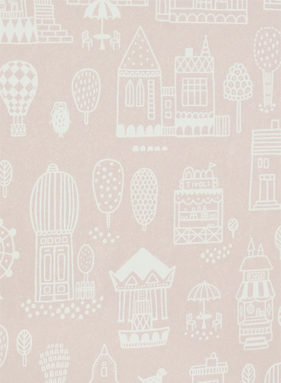 Majvillan Kindertapete Small Town - Dusty Pink-3086.3 Majvillan Kindertapete Small Town - Dusty Pink-3086.3