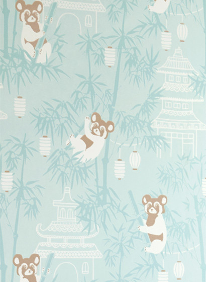 Majvillan Papier peint Bambu - Soft Turquoise/ Brown/ Cream White-3088.2