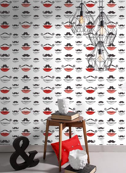 MINDTHEGAP Wallpaper Moustache and Lips-3206 MINDTHEGAP Wallpaper Moustache and Lips-3206