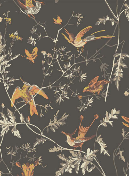 Cole & Son Papier peint Hummingbirds Icons - Charcoal/ Ginger-3360.2