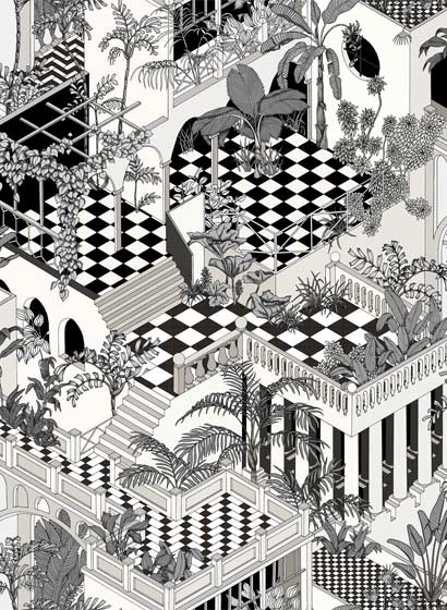 Tapete Miami Icons von Cole & Son - Soot & Snow-3362.2 Tapete Miami Icons von Cole & Son - Soot & Snow-3362.2