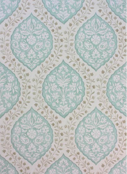 Tapete Marguerite von Nina Campbell - Aqua/ Taupe-3379.5 Tapete Marguerite von Nina Campbell - Aqua/ Taupe-3379.5
