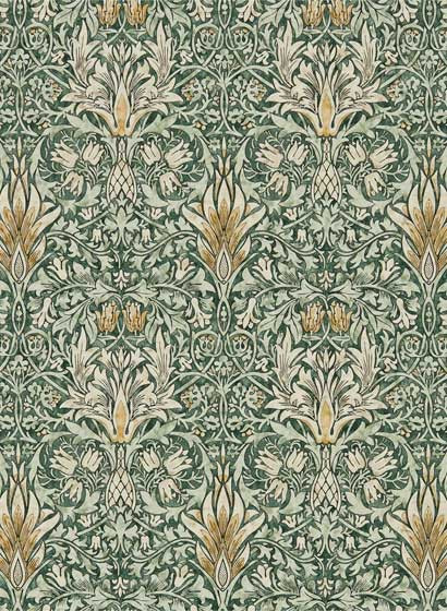 Morris & Co Carta da parati Snakeshead - Forest/ Thyme-3505.5