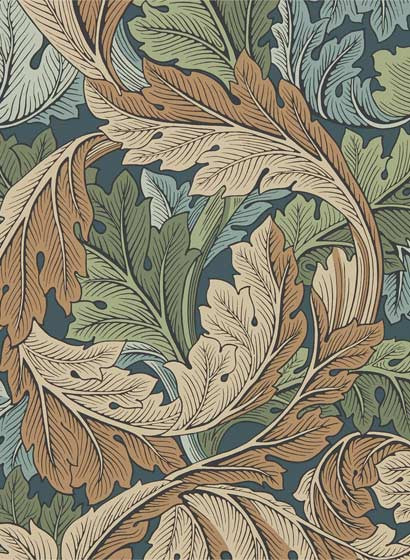Morris & Co Papier peint Acanthus - Slate Blue/ Thyme-3508.2