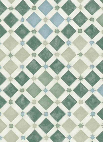 Tapete Zellige von Cole & Son - Olive & Print Room Blue-3562.1 Tapete Zellige von Cole & Son - Olive & Print Room Blue-3562.1