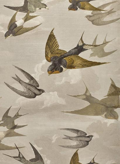 John Derian Papier peint Chimney Swallows - Sepia-3663.3 John Derian Papier peint Chimney Swallows - Sepia-3663.3