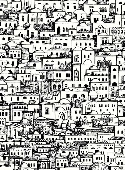 Cole & Son Papier peint Mediterranea - White and Black-3895.4 Cole & Son Papier peint Mediterranea - White and Black-3895.4