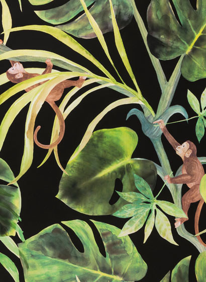 Dschungel Tapete Monkey Business von Clarke & Clarke - Ebony-4050.1 Dschungel Tapete Monkey Business von Clarke & Clarke - Ebony-4050.1