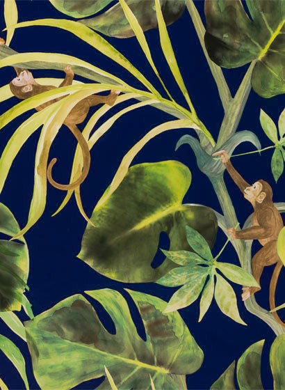Clarke & Clarke Carta da parati Monkey Business - Indigo-4050.3 Clarke & Clarke Carta da parati Monkey Business - Indigo-4050.3