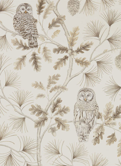 Eulen Tapete Owlswick von Sanderson - Linen-4080.4 Eulen Tapete Owlswick von Sanderson - Linen-4080.4