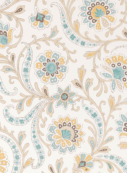 Tapete Bavilles von Nina Campbell - Aqua/ Ochre-4208.3