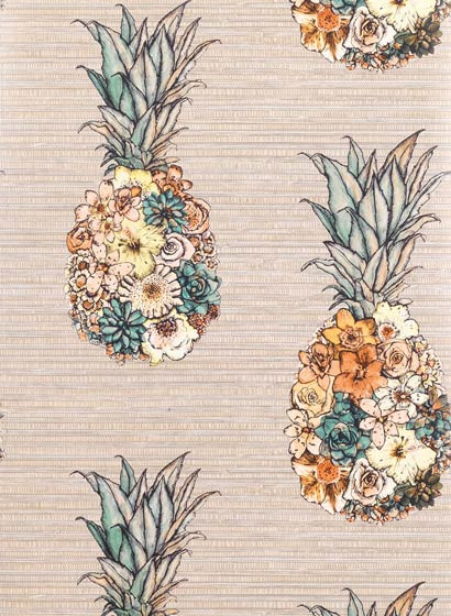 Matthew Williamson Papier peint Ananas - Terracotta/ Lemone/ Grass-4220.2 Matthew Williamson Papier peint Ananas - Terracotta/ Lemone/ Grass-4220.2