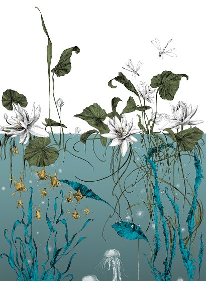 Edmond Petit Papier peint Nautilus/ Méduses/ Nénuphars - Noir-4472 Edmond Petit Papier peint Nautilus/ Méduses/ Nénuphars - Noir-4472