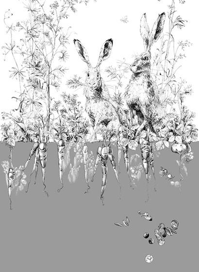 Edmond Petit Tapete Lièvres droit - Gris-4478.1