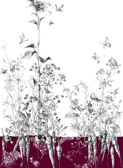 Edmond Petit Tapete Tournesol gauche - Aubergine-4479.5 Edmond Petit Tapete Tournesol gauche - Aubergine-4479.5