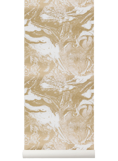 Marmorpapier Tapete Marbling von Ferm Living - Gold-5159.3 Marmorpapier Tapete Marbling von Ferm Living - Gold-5159.3