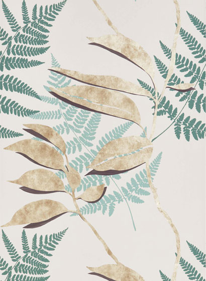 Osborne & Little Papier peint Feuille D Or - Pebble / Gold-5196.4