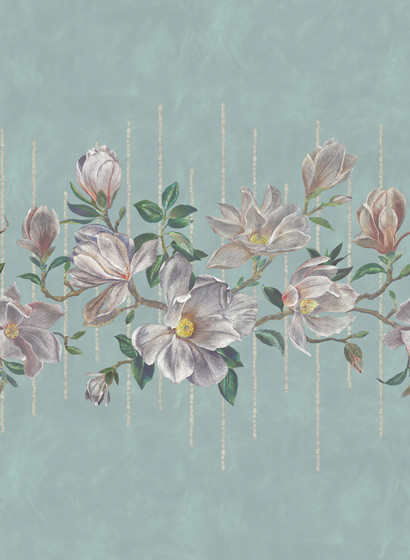 Osborne & Little Carta da parati panoramica Magnolia Frieze - Aqua/ Ochre-5167.1 Osborne & Little Carta da parati panoramica Magnolia Frieze - Aqua/ Ochre-5167.1