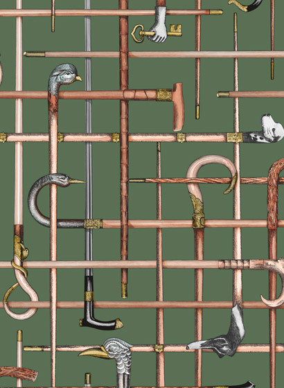 Fornasetti Tapete Bastoni v. Cole and Son - Racing Car Green-5201.1 Fornasetti Tapete Bastoni v. Cole and Son - Racing Car Green-5201.1