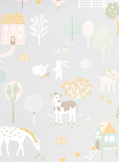 Majvillan Wallpaper My Farm Soft Grey-5207.1 Majvillan Wallpaper My Farm Soft Grey-5207.1