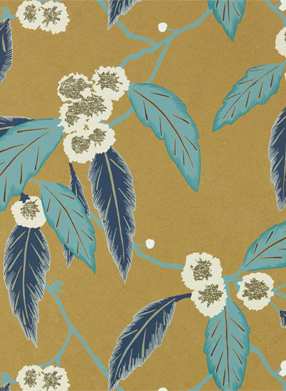 Harlequin Papier peint Coppice - Navy/ Lagoon/ Gold-5236.2