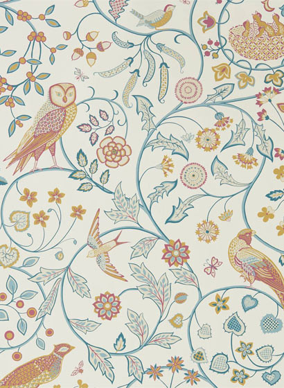 Eulen Tapete Newill von Morris & Co. - Indigo/ Saffron-5278.1 Eulen Tapete Newill von Morris & Co. - Indigo/ Saffron-5278.1