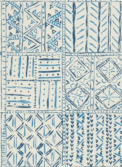 Nina Campbell Papier peint Cloisters - Indigo Blue-5394.4