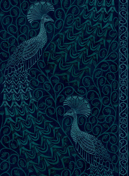 Tapete Pavo Parade von Cole & Son - Metallic Petrol on Ink-5414.1