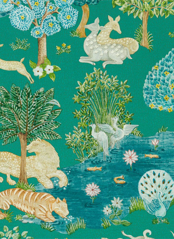 Sanderson Carta da parati Pamir Garden - Teal/ Peacock-5483.1 Sanderson Carta da parati Pamir Garden - Teal/ Peacock-5483.1