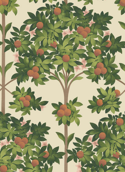 Tapete Orange Blossom von Cole & Son - Orange/ Spring Green-5699.1 Tapete Orange Blossom von Cole & Son - Orange/ Spring Green-5699.1