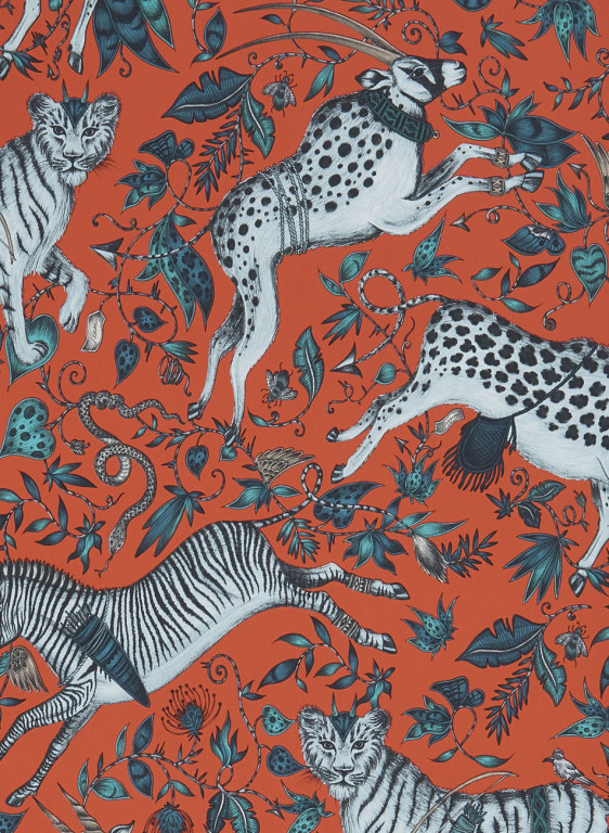 Clarke & Clarke Tapete Protea - Coral-5760.5 Clarke & Clarke Tapete Protea - Coral-5760.5