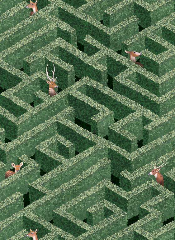 Josephine Munsey Wallpaper Labyrinth with Deer-6522 Josephine Munsey Wallpaper Labyrinth with Deer-6522