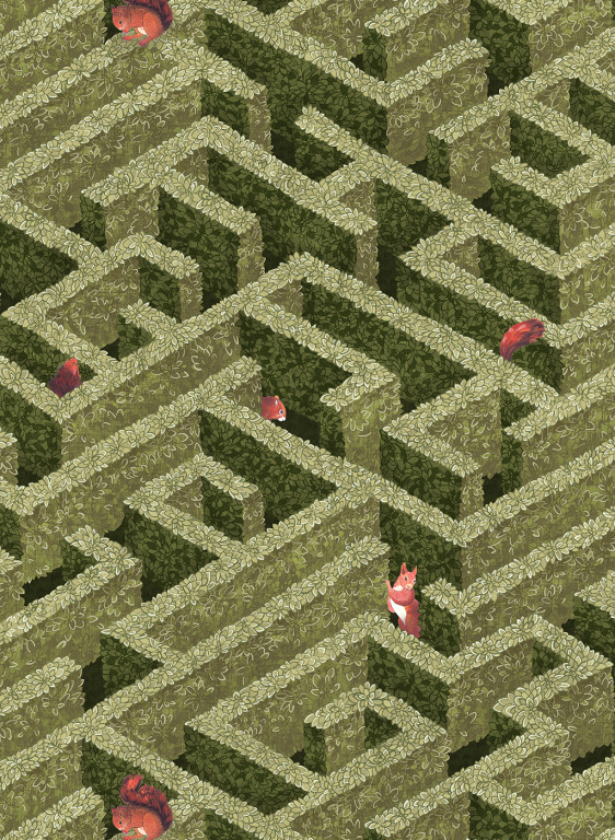 Josephine Munsey Wallpaper Labyrinth with Squirrel-6524 Josephine Munsey Wallpaper Labyrinth with Squirrel-6524