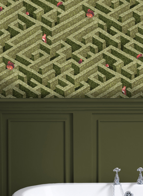 Josephine Munsey Wallpaper Labyrinth with Squirrel-6524 Josephine Munsey Wallpaper Labyrinth with Squirrel-6524