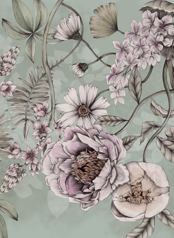 Rebel Walls Papier peint panoramique Spring Flower - Green-6887.1 Rebel Walls Papier peint panoramique Spring Flower - Green-6887.1