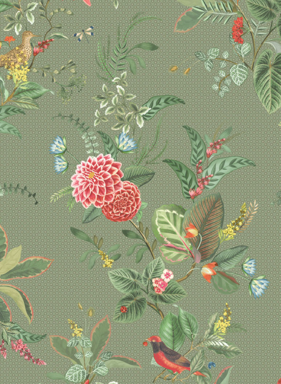 Eijffinger Papier peint Floris - Kaki-7051.6 Eijffinger Papier peint Floris - Kaki-7051.6