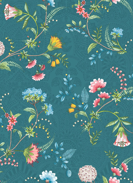 Florale Tapete La Majorelle von Eijffinger - Petrol-7052.6