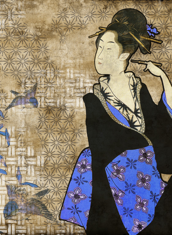 Coordonne Papier peint panoramique Geisha Graffiti-7395 Coordonne Papier peint panoramique Geisha Graffiti-7395