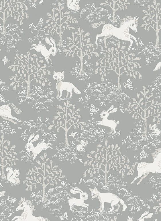 Littlephant Tapete Fairytale Fox - Dusty Mid Blue-7680.1 Littlephant Tapete Fairytale Fox - Dusty Mid Blue-7680.1