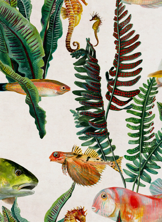 Coordonne Tapete Bank of Fish - Swan-8502.1 Coordonne Tapete Bank of Fish - Swan-8502.1