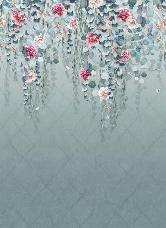 Osborne & Little Wandbild Eucalyptus - Aqua/ Pink-8840.2 Osborne & Little Wandbild Eucalyptus - Aqua/ Pink-8840.2