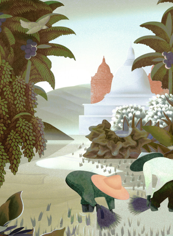 Arte International Carta da parati panoramica Hills Of Sapa-8940